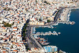 An aerial view of the city of Pothia. Kalymnos, Greece.