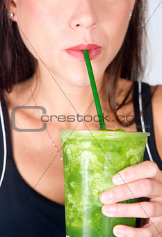 Lips sip Green Fruit Food Smoothie