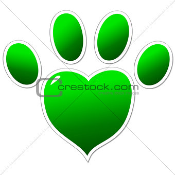 Green paw of an animal