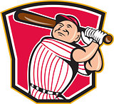Baseball Player Batting Shield Cartoon