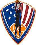American Basketball Player Dunk Ball Shield Retro