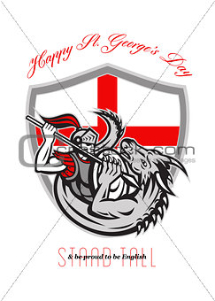 Happy St George Stand Tall Proud to be English Retro Poster