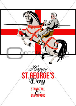 Stand Tall Stand Proud Happy St George Day Retro Poster