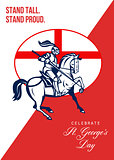 Happy St George Day Stand Tall Stand Proud Retro Poster