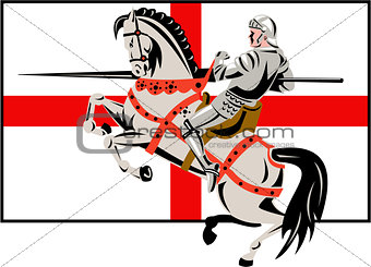 English Knight Lance Horse England Flag Side Retro