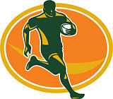 Rugby Player Running Ball Silhouette