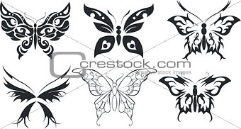 set 6 butterflies