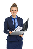 Portrait of business woman with documents
