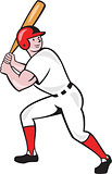 Baseball Player Bat Side Isolated Cartoon