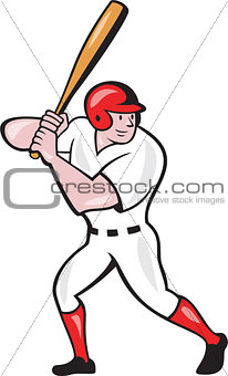 Baseball Player Batting Side Isolated Cartoon