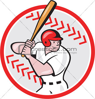Baseball Player Batting Ball Cartoon