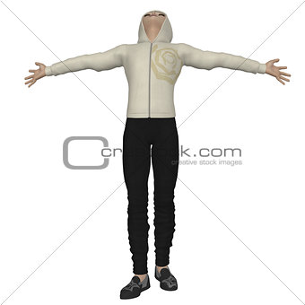 3D man in hoodie