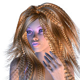 3d woman with stylish violet make-up