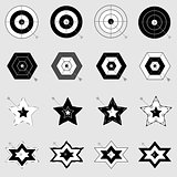Design target and arrow icons on gray background