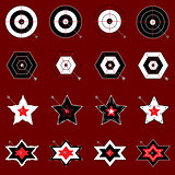 Design target and arrow icons on red background