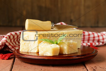 piece of fresh tasty hard parmesan cheese