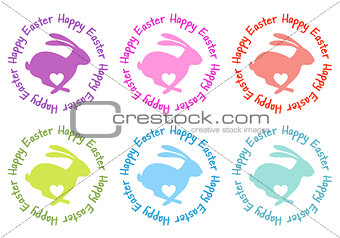 Happy Easter, bunny with heart, vector set
