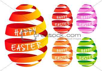Ribbon Easter eggs, vector set
