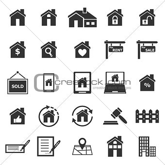 Real estate icons on white background