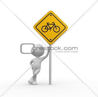 Yellow road sign - bicycle 