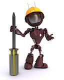 Robot builder with a screwdriver