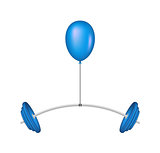 Blue balloon lifting a heavy barbell