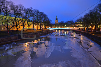 Purple twilight in Turku, Finland
