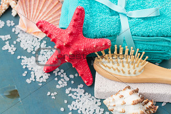 Sea spa setting with starfish