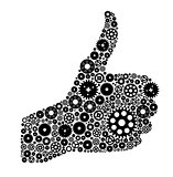 Thumbs Up Symbol, Which is Composed of Black Gears. Vector