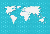Paper World Map on Blue Background Vector Illustration