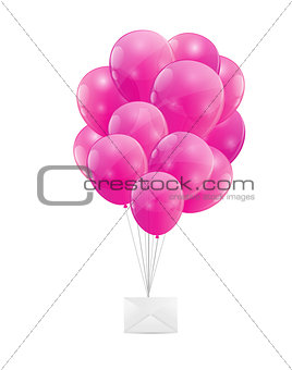 Color Glossy Balloons with  Envelope Vector Illustration