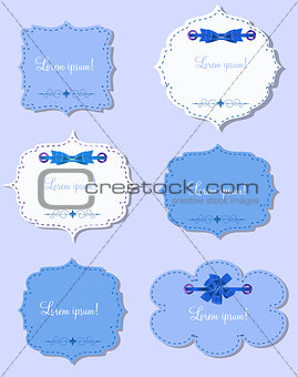 Set of Different Gift Cards with  Ribbons,  Design Elements. Vector Illustration