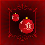 Holiday background with Christmas Ornament and snowflakes