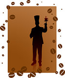 chef on coffee bean background