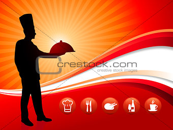chef on red dinner background