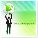 Businessman with Globe on Vector Background