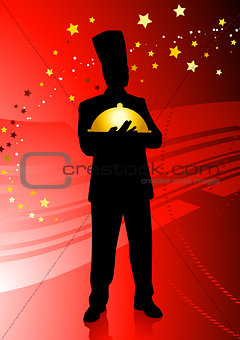 chef on abstract red background