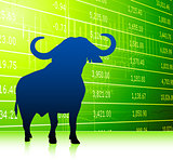 bull on stock market background