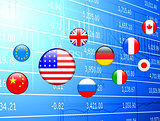 Flag Internet Buttons on Financial Background