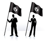 Business silhouettes with waving flag of Anarchy