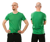 Man wearing blank green shirt