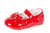 Female red shoes on white background
