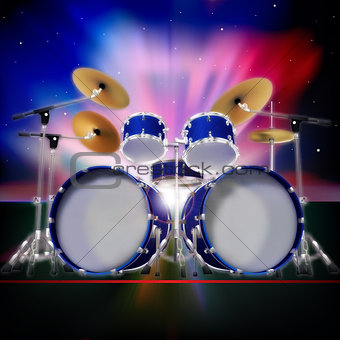 abstract background with sunrise and drum kit