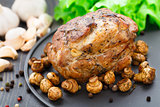 Oven baked pork with mushrooms