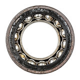Dismantled old and very worn ball bearing