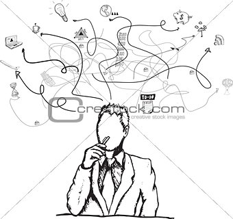 Thinking businessman illustration