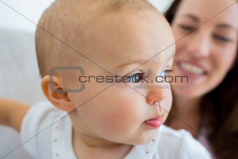 Closeup of a smiling cute baby