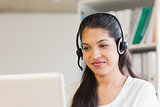 customer service operator wearing headset