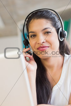 Young customer service wearing headset