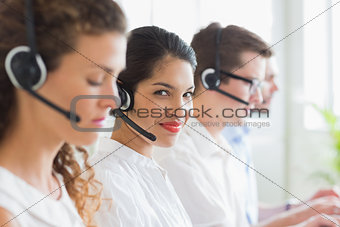 Businesswoman working in call center